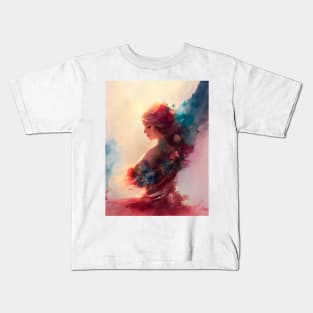 Vibrant Angelic Beautiful Young Woman Color Smear Abstract Kids T-Shirt
